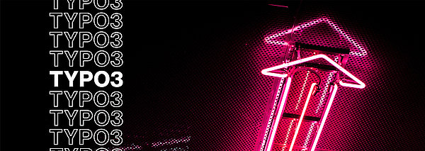 Ein Neonpfeil und TYPO3 v11 Text